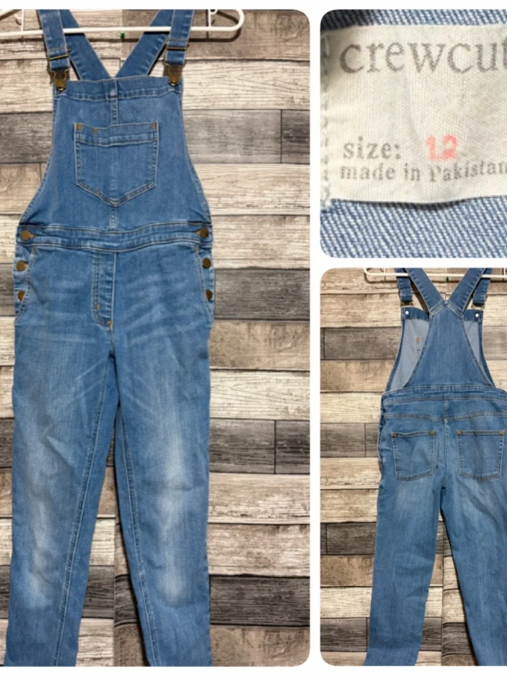 Crewcuts Denim Overalls Girls Size 12 Blue (Inseam 26) Stretch